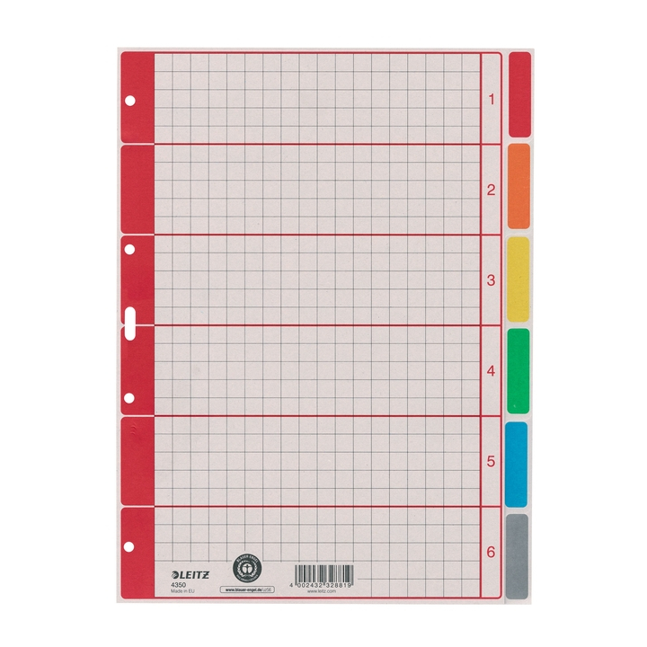Tabbladen leitz 4350 a4 4r karton 6dlg grijs - 0