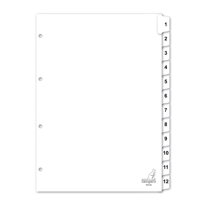 Tabblad kangaro pk412c a4 4r karton 12dlg 1-12(pk412c) - 0