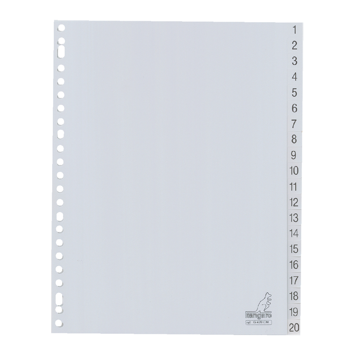 Tabblad kangaro g420cm a4 23r pp 20dlg 1-20 grijs(g420cm) - 0