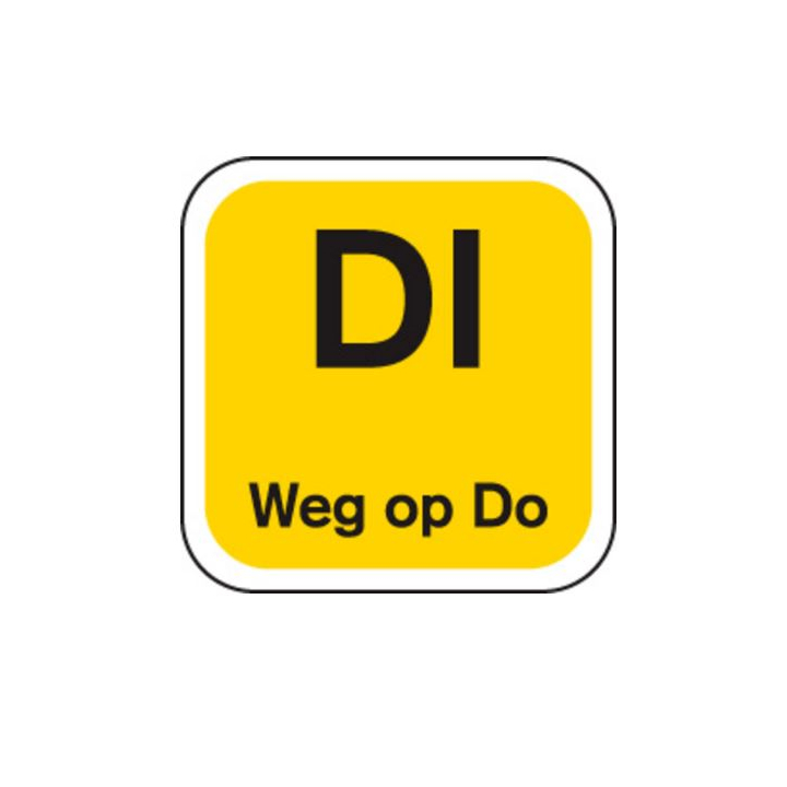 Etiketten, 19x19mm, Geel, Di Weg op Do (1000 stuks) - 0