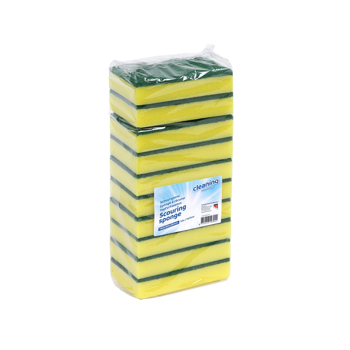 Cleaninq, schuurspons, 140x90x28mm, geel/groen, 105062 (10 stuks) - 0