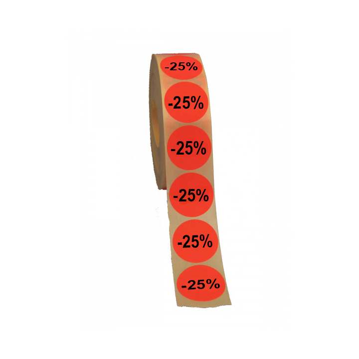Etiket, 35mm, rond, rood, 25% (2000 stuks) - 0